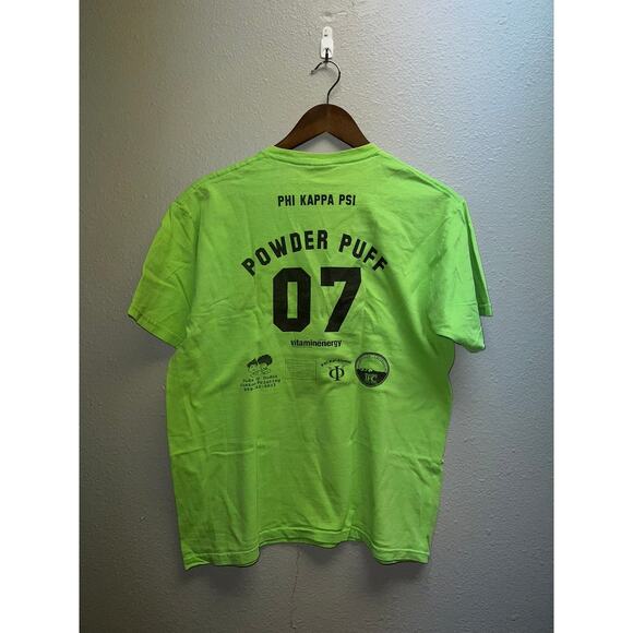 Vintage Powder Puff Shirt College Phi Kappa Psi Green Football Tee 2007 M Medium - Picture 5 of 8